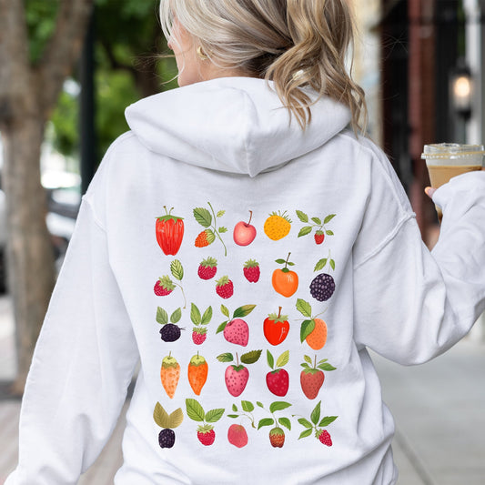Fruity Delight, Colorful Berries Illustrated Hoodie