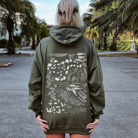 Vintage Fern Illustration, Botanical, Nature Hoodie