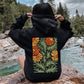 Retro Daisy Design, Greens, Orange, Vintage, Floral, Flower Hoodie