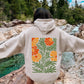 Retro Daisy Design, Greens, Orange, Vintage, Floral, Flower Hoodie
