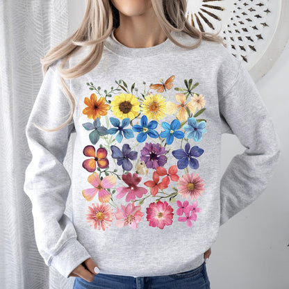 Bright Pressed Flowers Sweatshirt