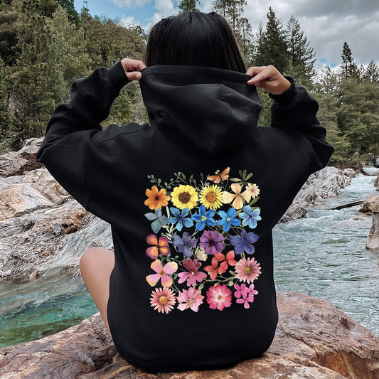 Bright Pressed Flowers Hoodie