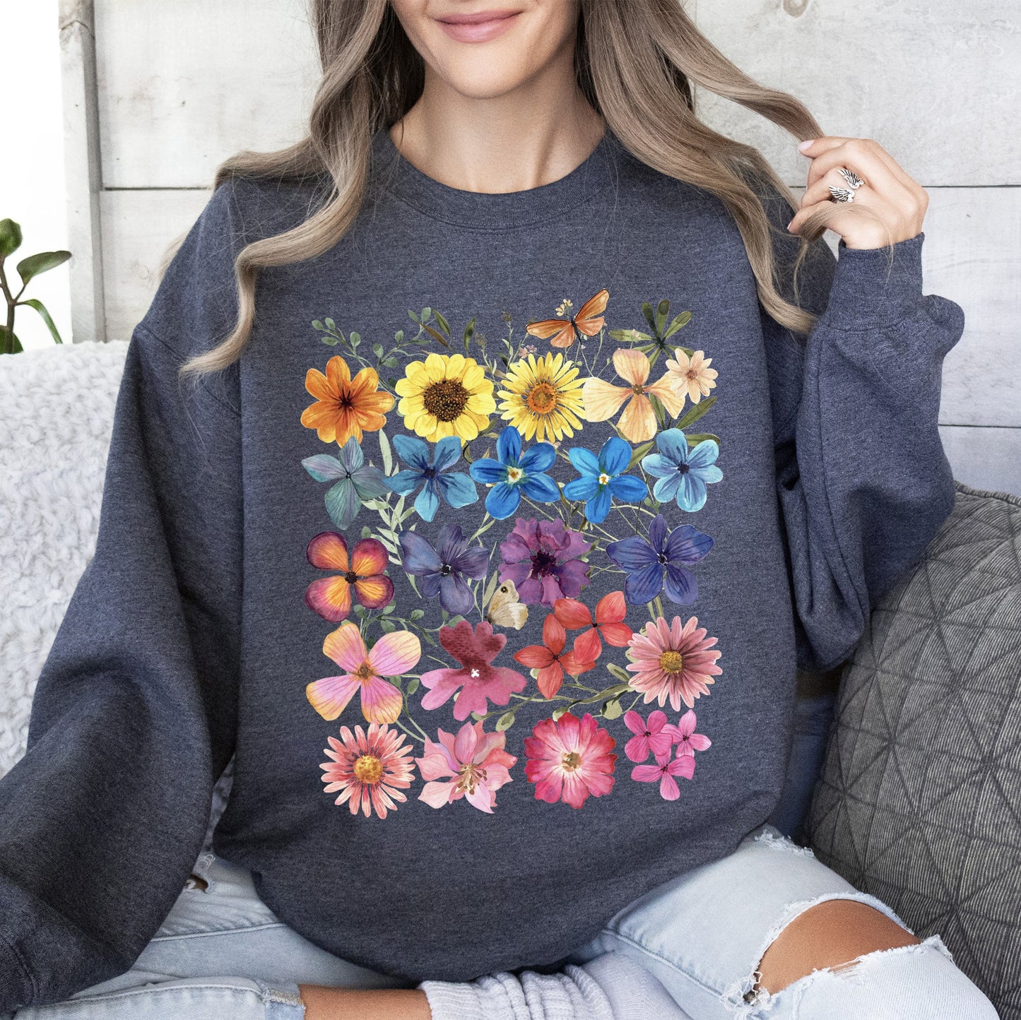 Bright Pressed Flowers Sweatshirt
