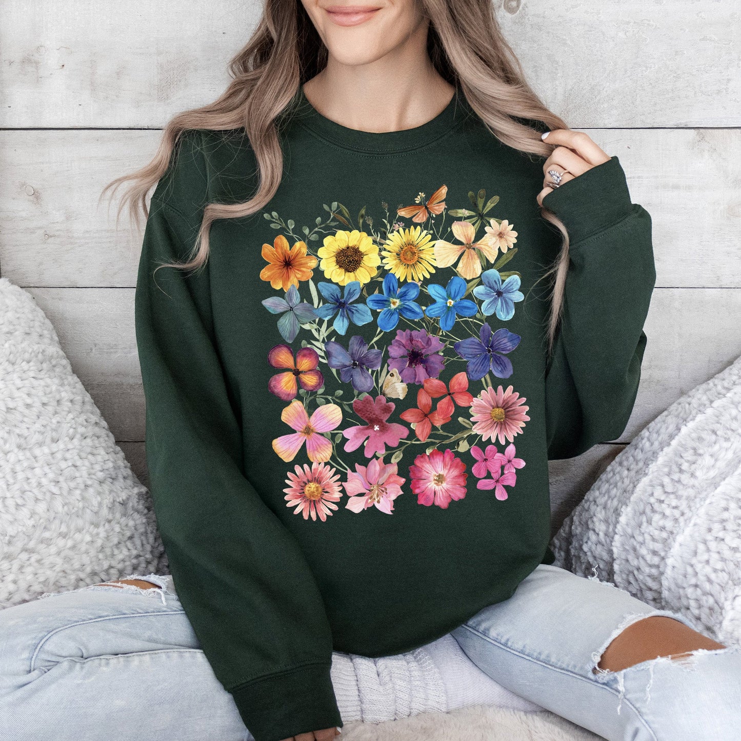 Bright Pressed Flowers Sweatshirt