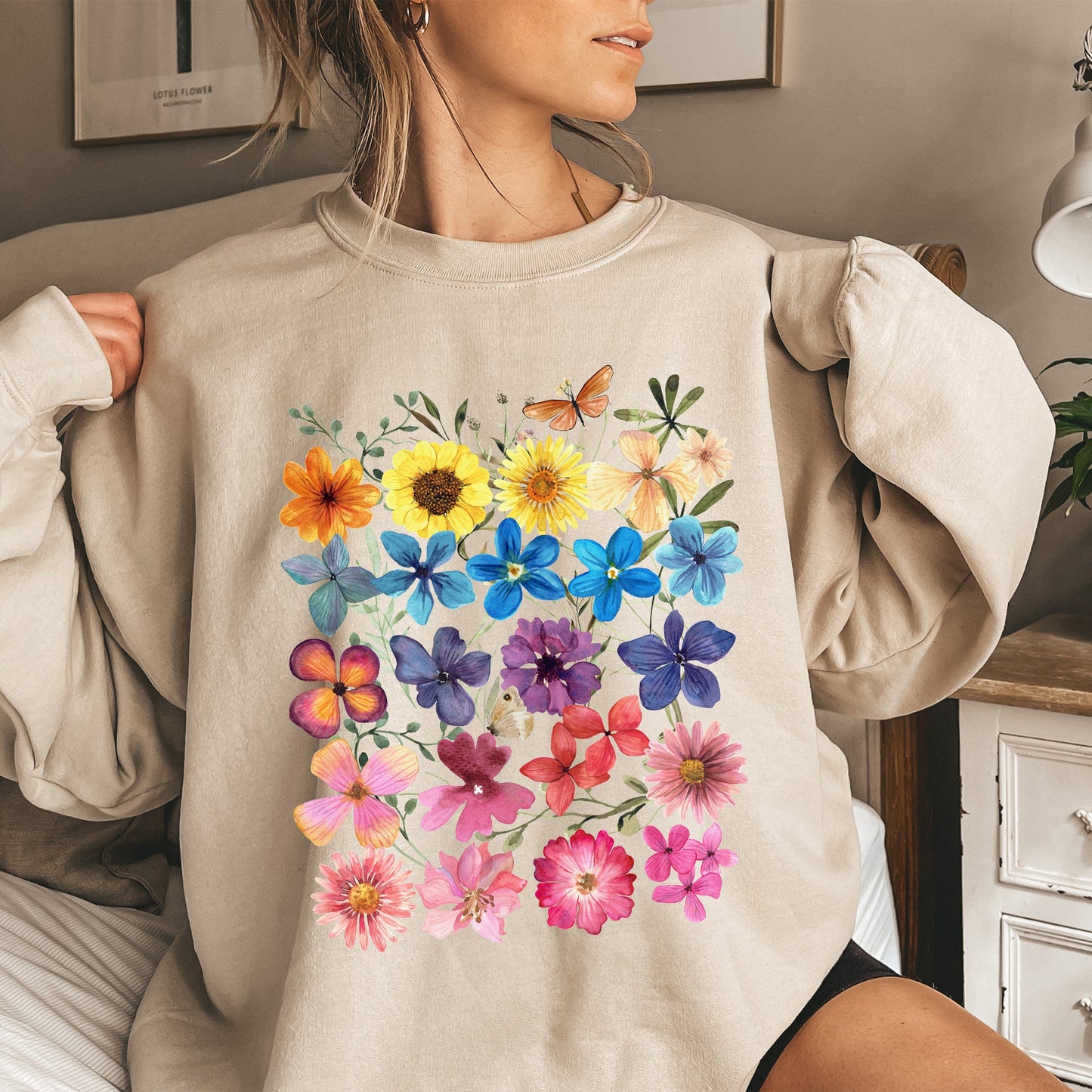 Bright Pressed Flowers Sweatshirt