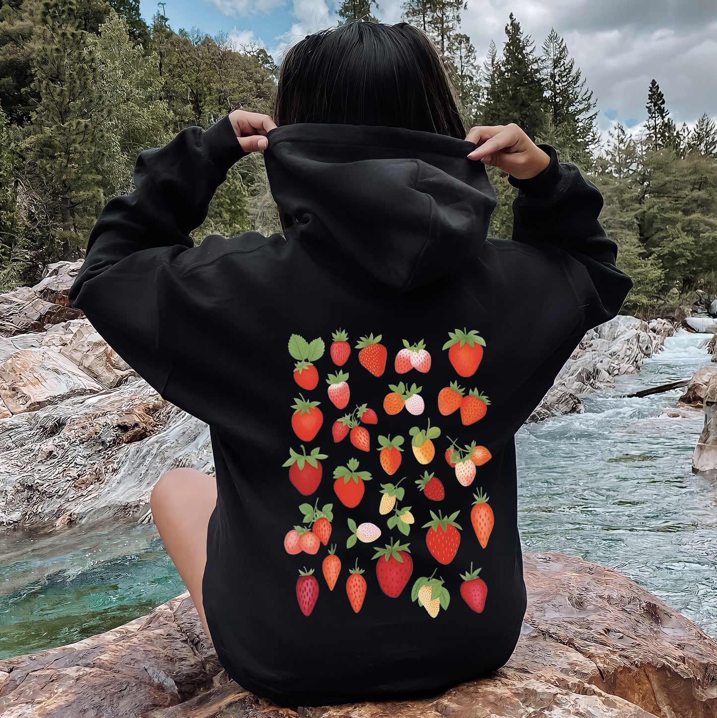 Sweet Strawberry Delight, Juicy Fruit, Berry Hoodie