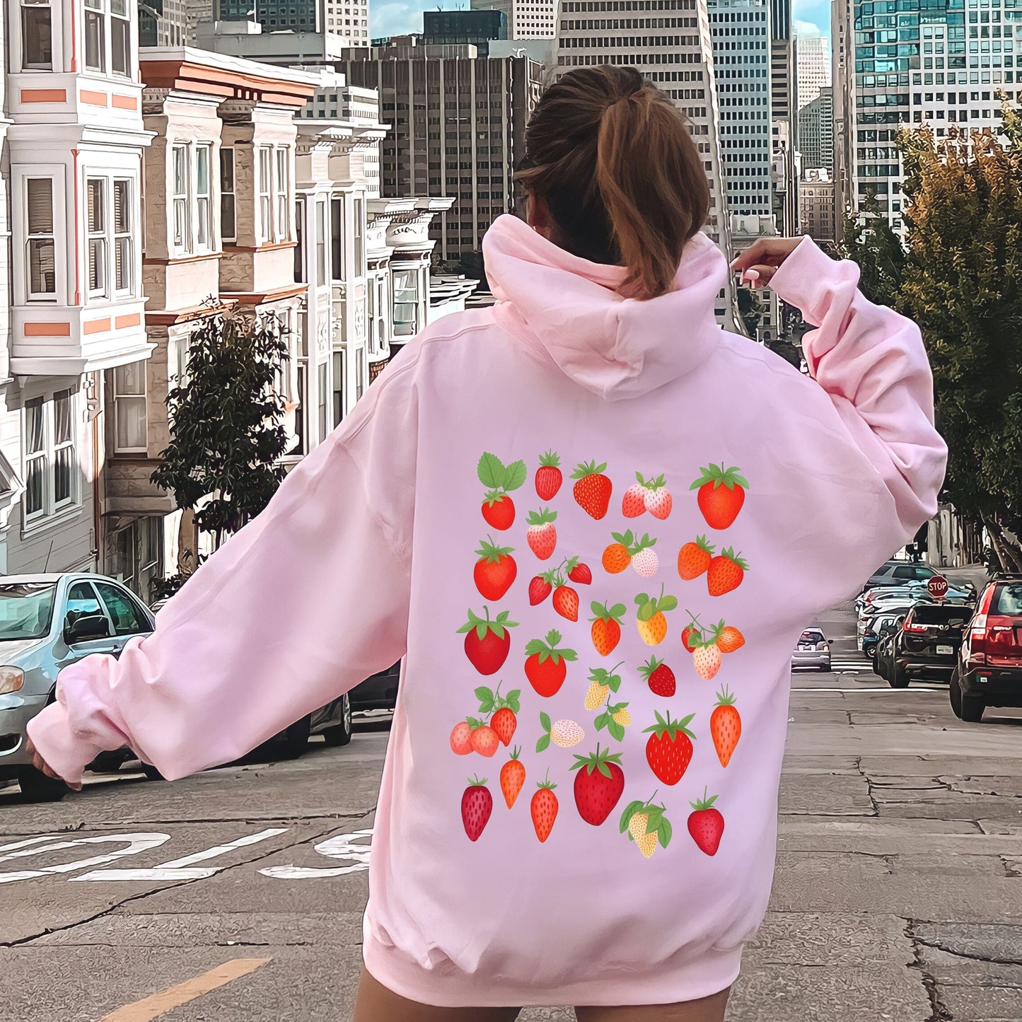 Sweet Strawberry Delight, Juicy Fruit, Berry Hoodie