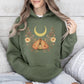Mystical Moth and Moon, Enchanted Floral Night Sky Hoodie