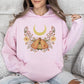 Mystical Moth and Moon, Enchanted Floral Night Sky Hoodie