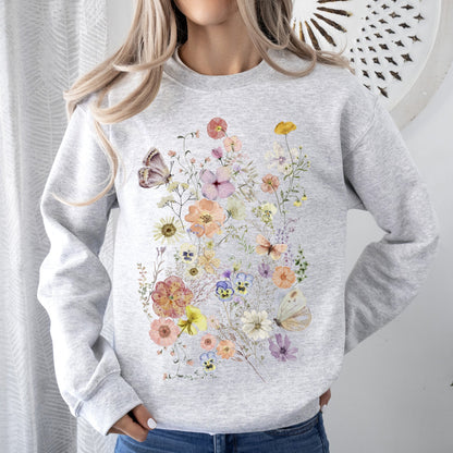 Butterfly Mountain Meadow Pressed Flower Sweatshirt