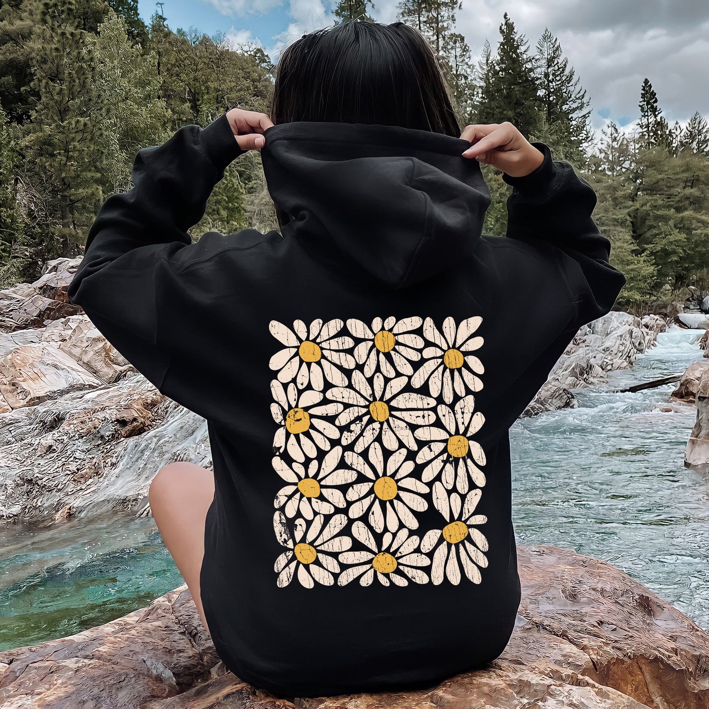 Vintage Daisies, Floral Design, Flowers Hoodie