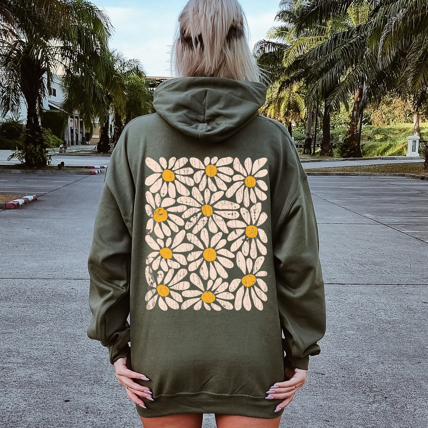 Vintage Daisies, Floral Design, Flowers Hoodie