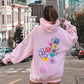 Floral Outlines, Leaves, Flowers, Colorful Hoodie