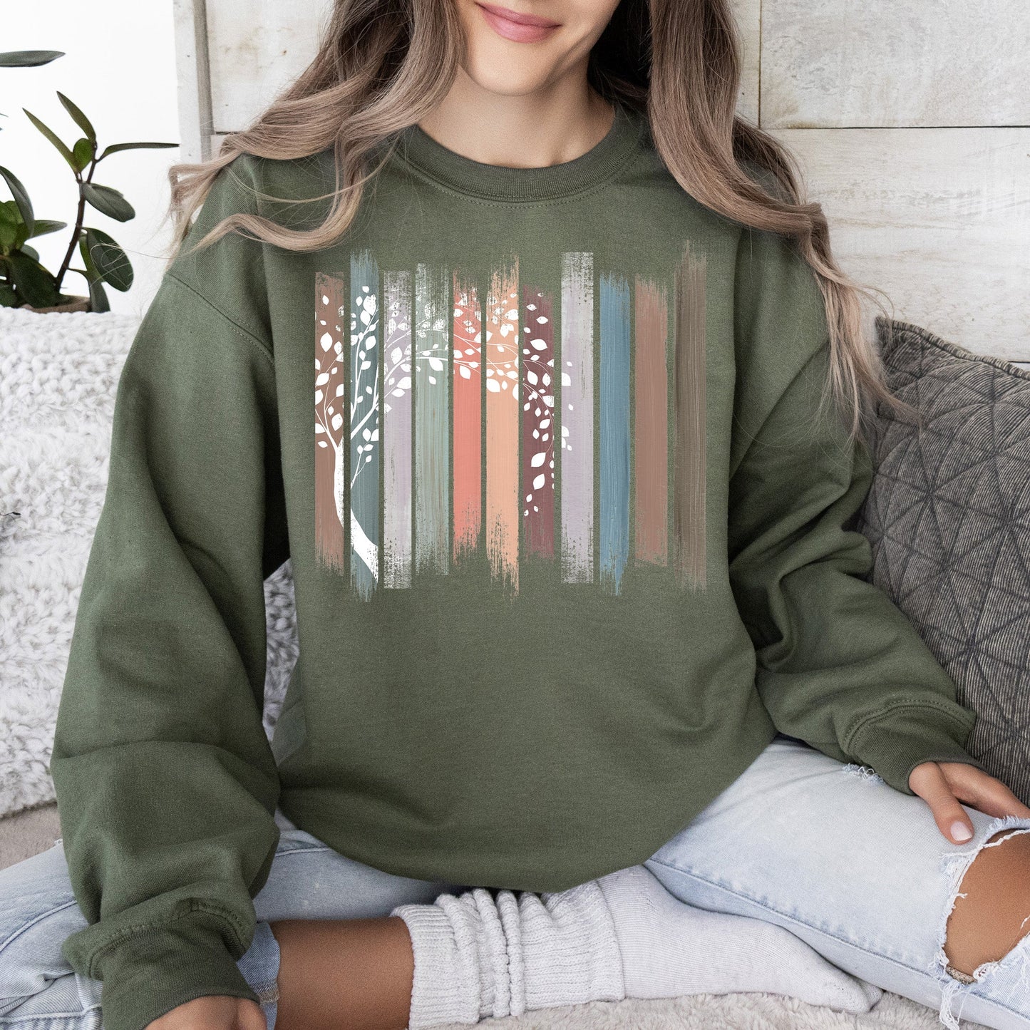 Botanical Stripes Tree Sweatshirt