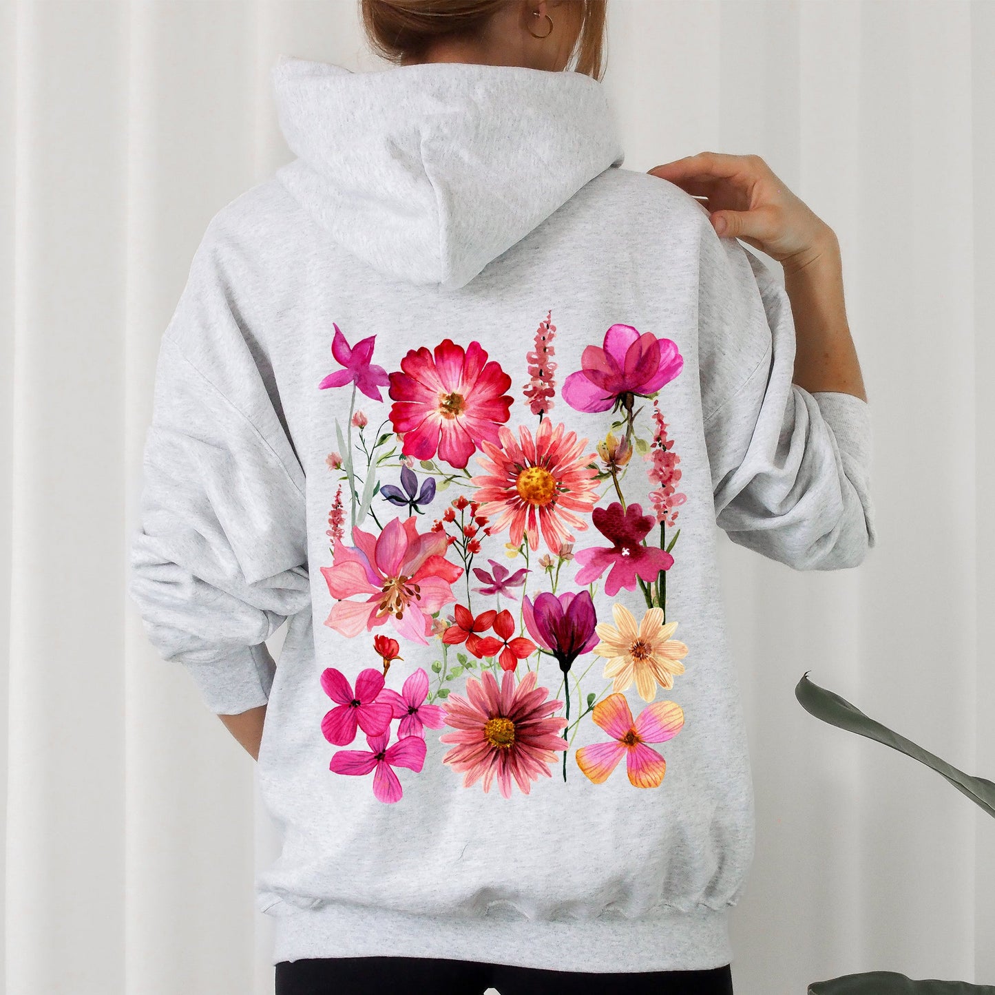 Vibrant Pressed Flower Hoodie