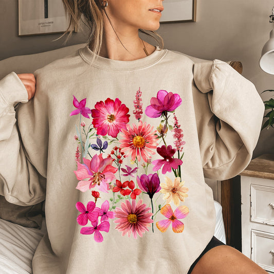 Vibrant Pressed Flower Sweatshirt
