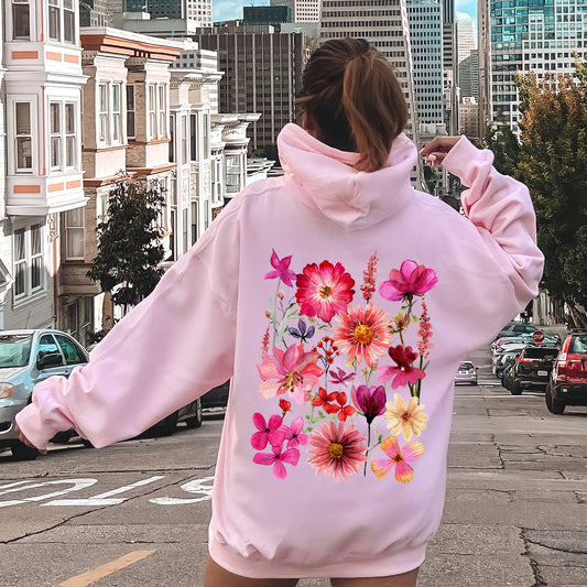 Vibrant Pressed Flower Hoodie