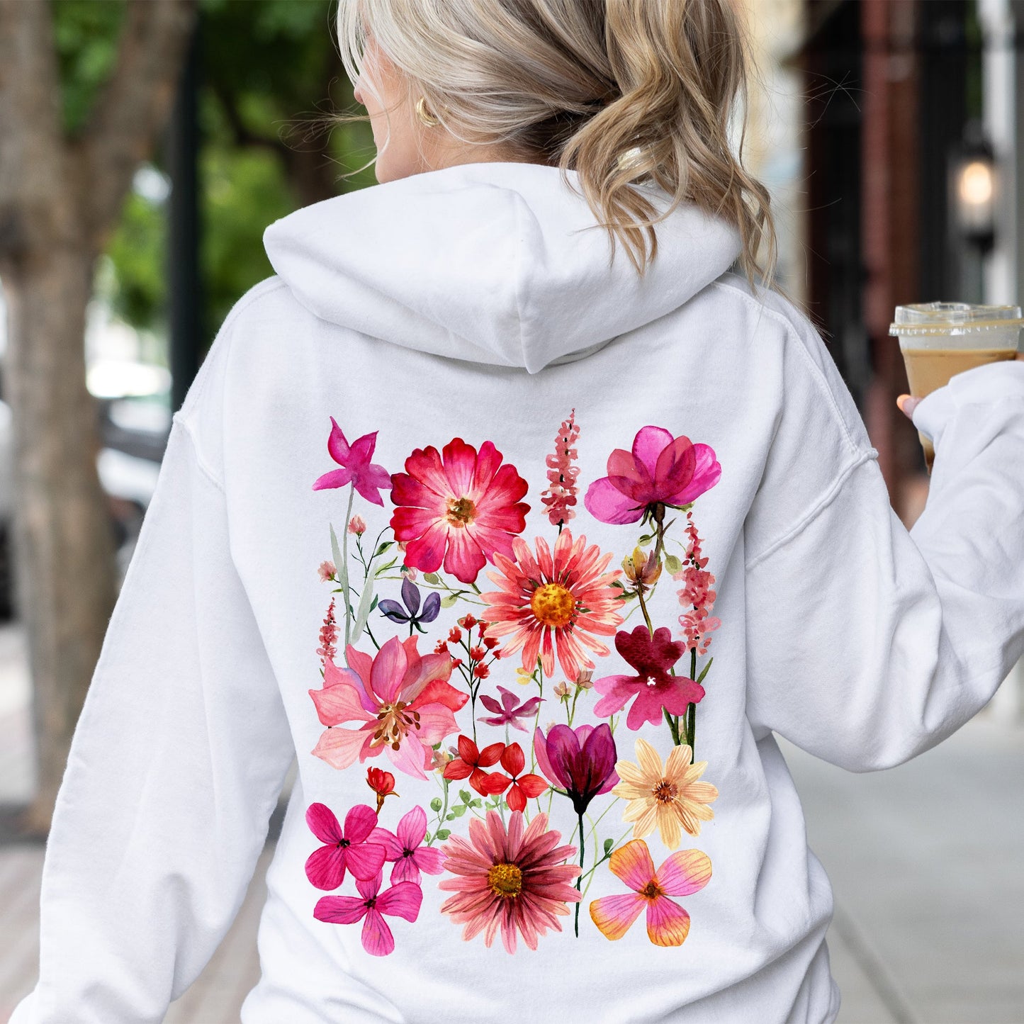 Vibrant Pressed Flower Hoodie