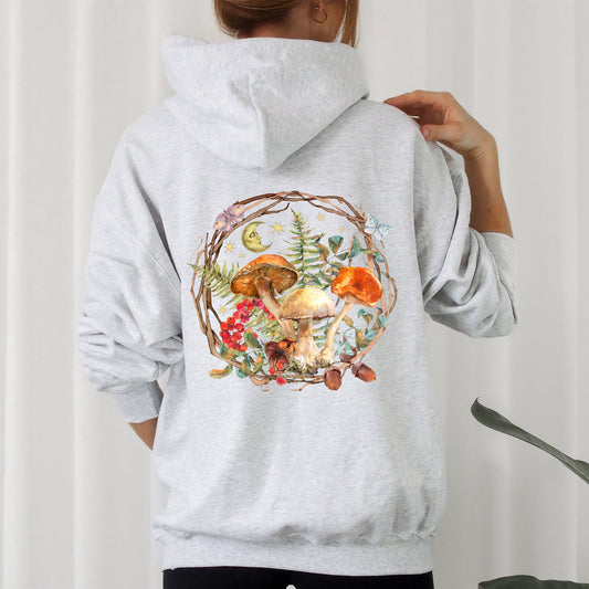 Moon, Moth And Mushrooms, Nature, Forest, Cottage Hoodie