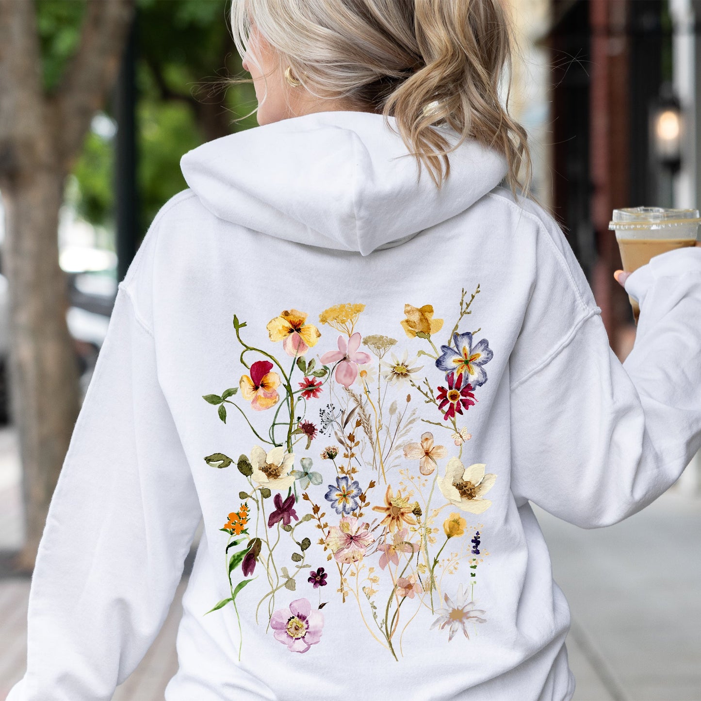 Clover Meadow Pressed Flower Hoodie