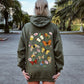 Butterfly Garden, Vibrant Floral and Butterfly Print Hoodie