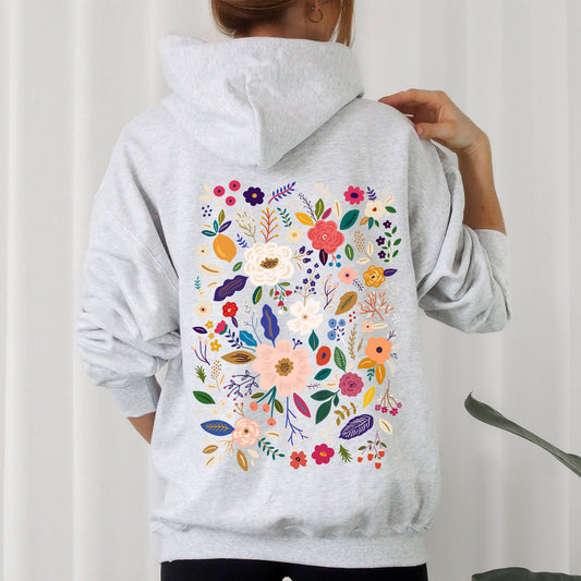Bloom Brilliance Color-Infused Floral Print Hoodie