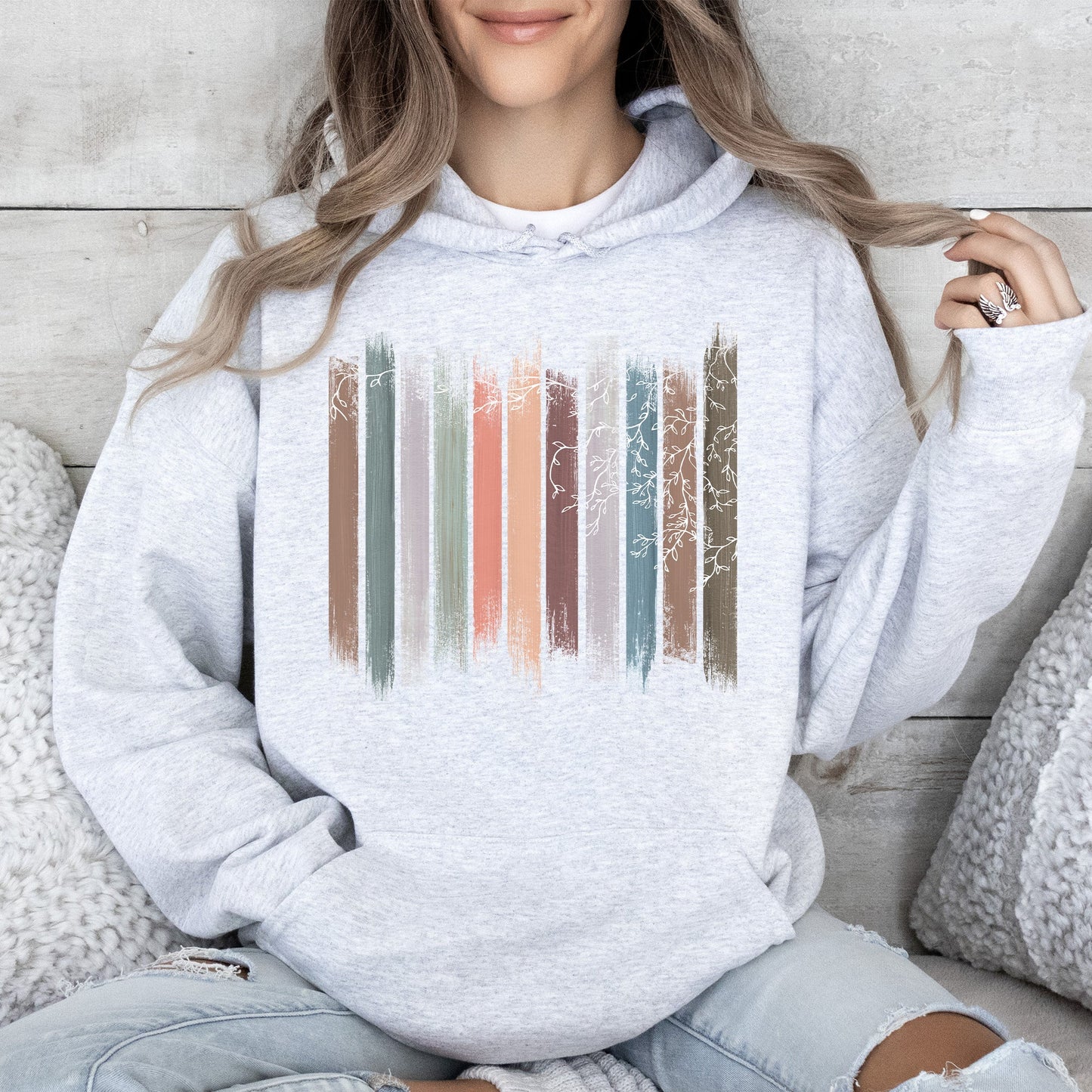 Trailing Vines, Nature, Botanical Stripes Hoodie