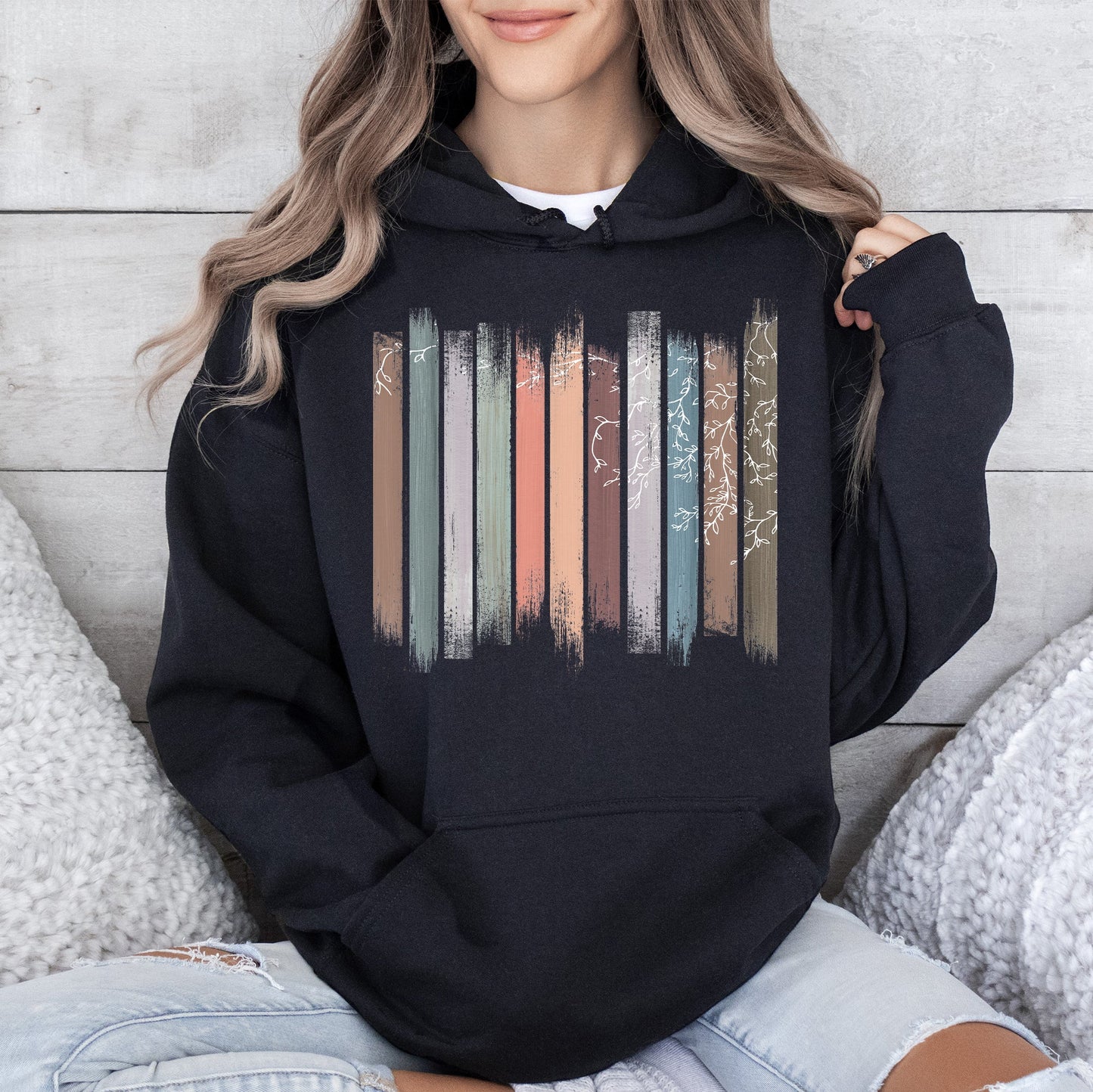 Trailing Vines, Nature, Botanical Stripes Hoodie