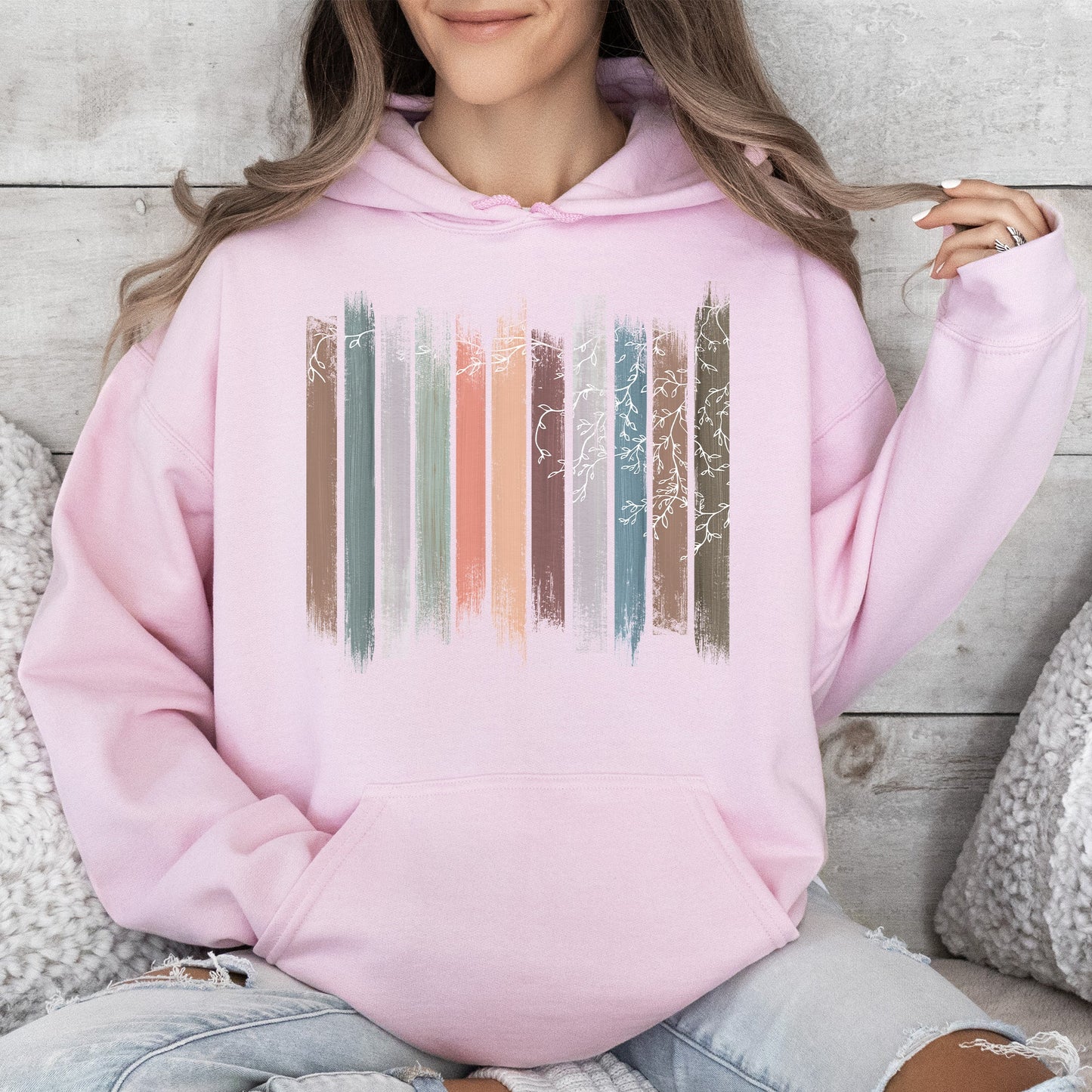 Trailing Vines, Nature, Botanical Stripes Hoodie
