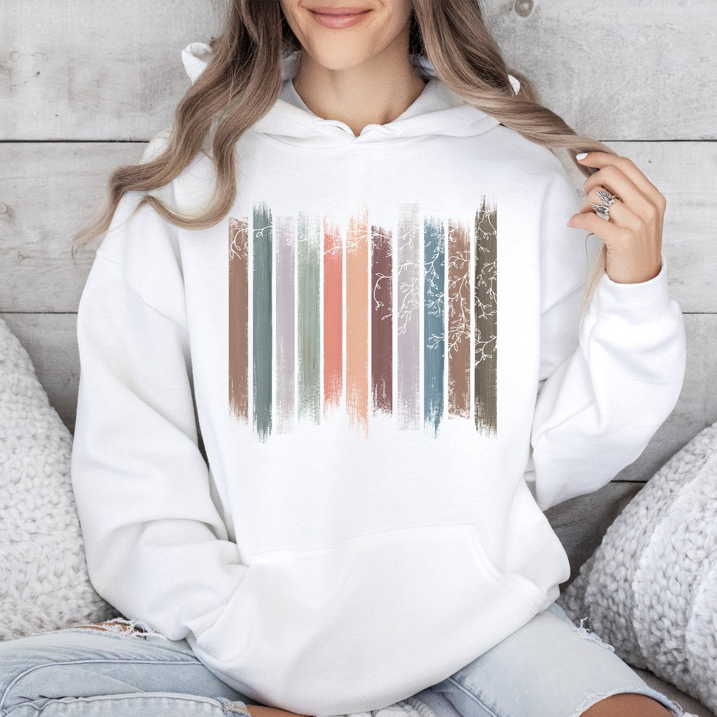 Trailing Vines, Nature, Botanical Stripes Hoodie