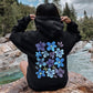 Bold Floral Blues, Pressed Flowers, Nature Hoodie