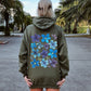 Bold Floral Blues, Pressed Flowers, Nature Hoodie