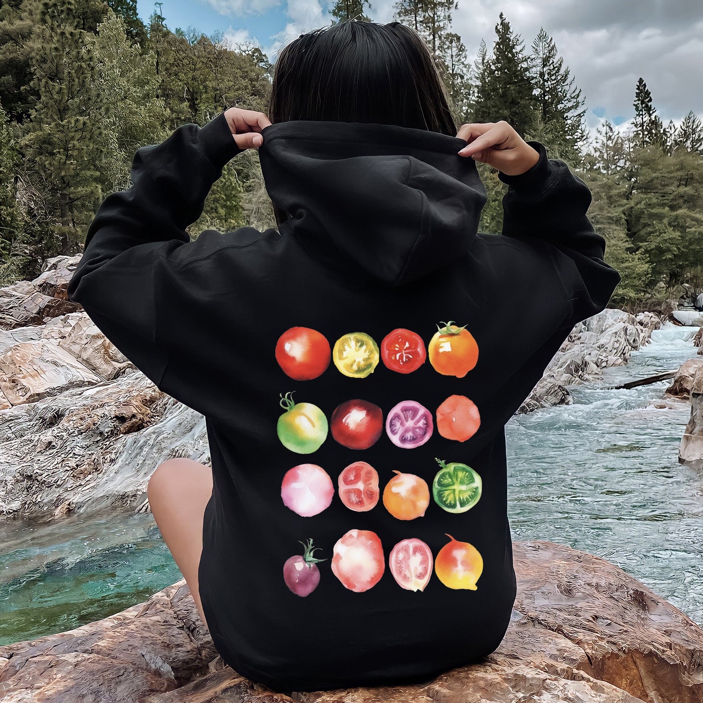 Ripe Tomato Print, Garden Fresh Hoodie