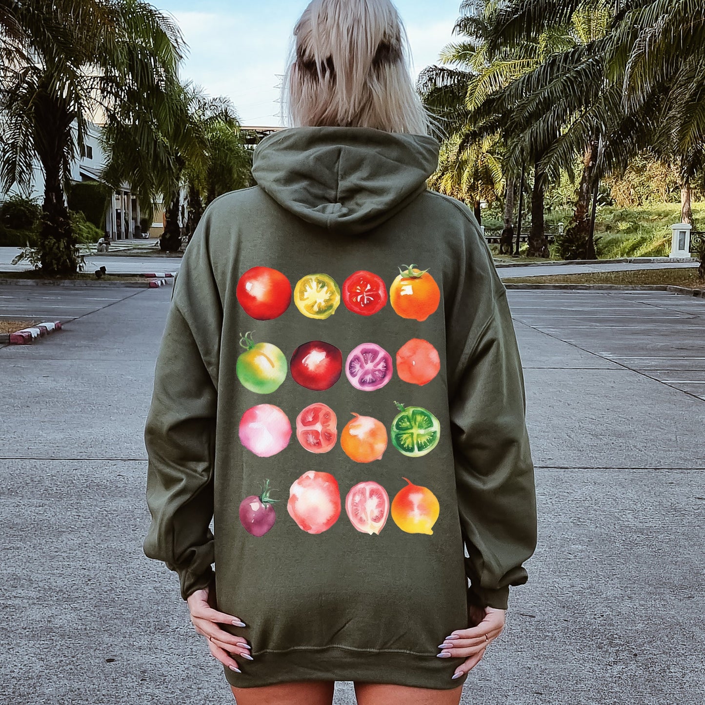 Ripe Tomato Print, Garden Fresh Hoodie