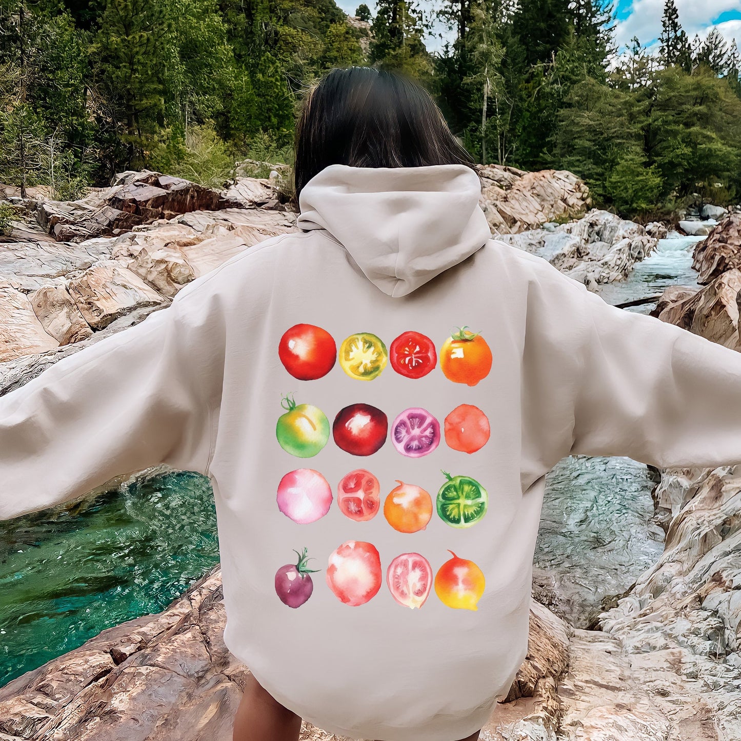 Ripe Tomato Print, Garden Fresh Hoodie