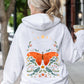 Celestial Garden Tale, Moth, Moon, and Flowers Hoodie