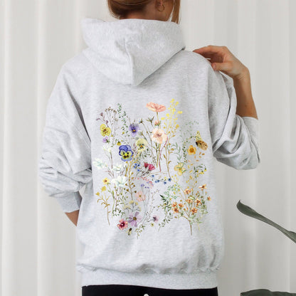Delicate Pressed Wildflowers Hoodie