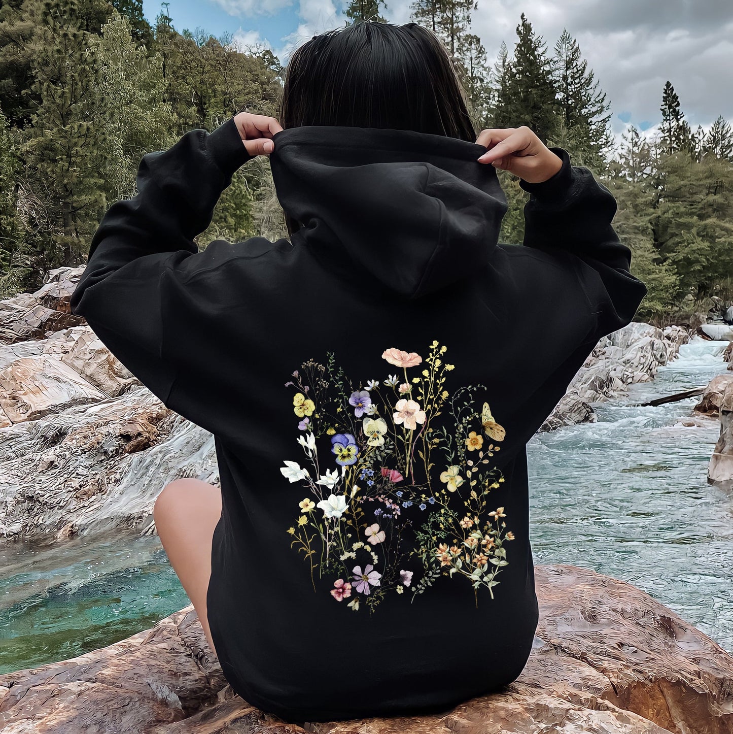Delicate Pressed Wildflowers Hoodie