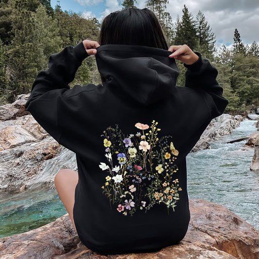 Delicate Pressed Wildflowers Hoodie