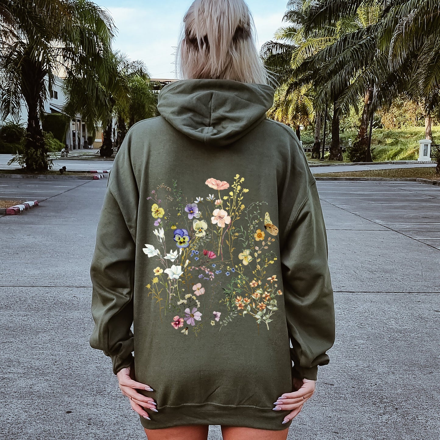 Delicate Pressed Wildflowers Hoodie
