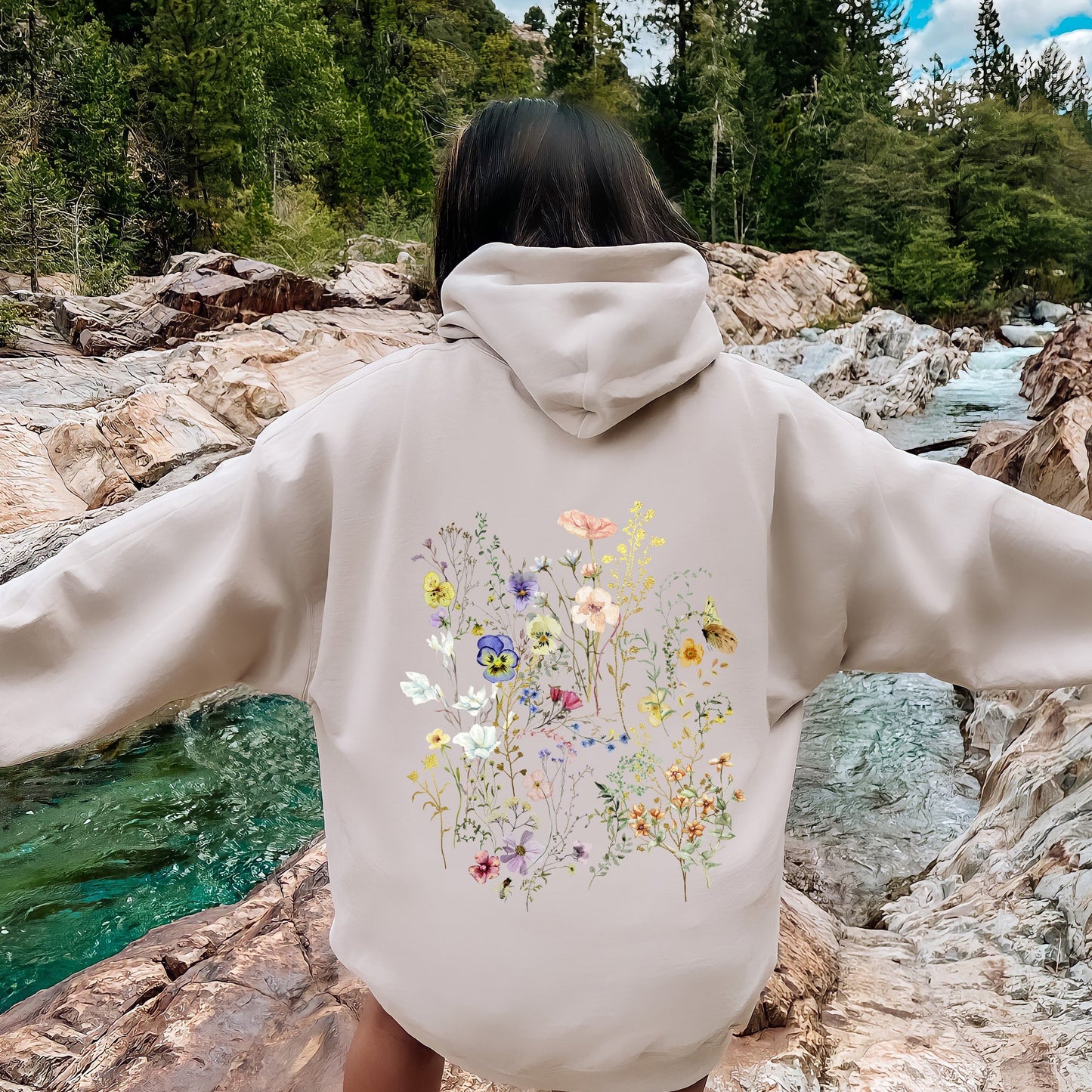 Delicate Pressed Wildflowers Hoodie