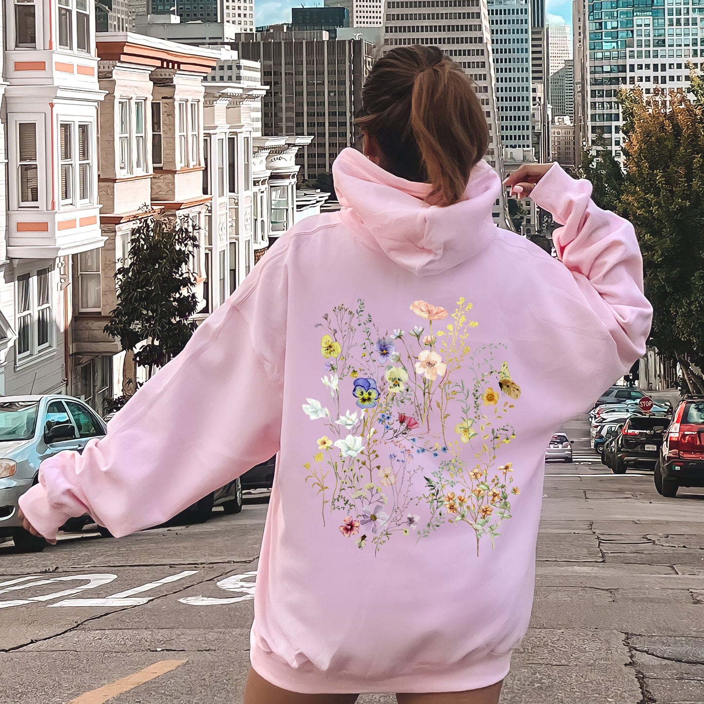Delicate Pressed Wildflowers Hoodie