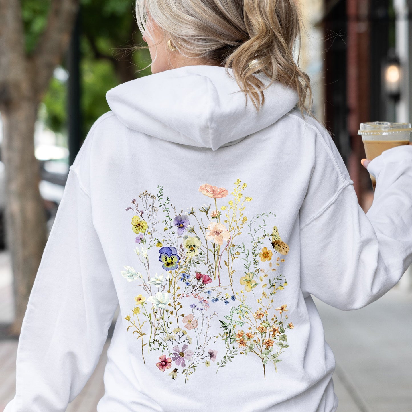 Delicate Pressed Wildflowers Hoodie