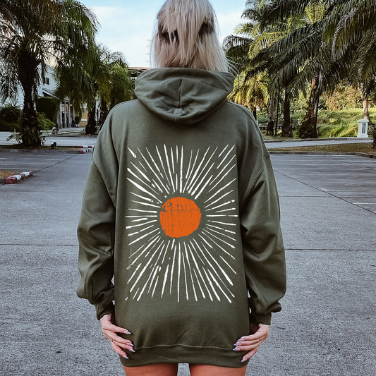 Boho Starburst, Celestial, Retro Hoodie