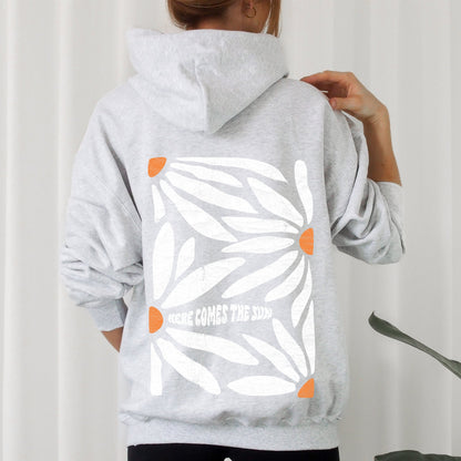 Here Comes The Sun, Boho Floral Design Hoodie