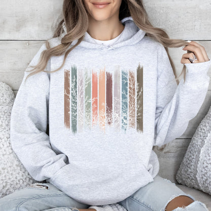 Meadow Vines, Flowers, Nature, Botanical Stripes Hoodie