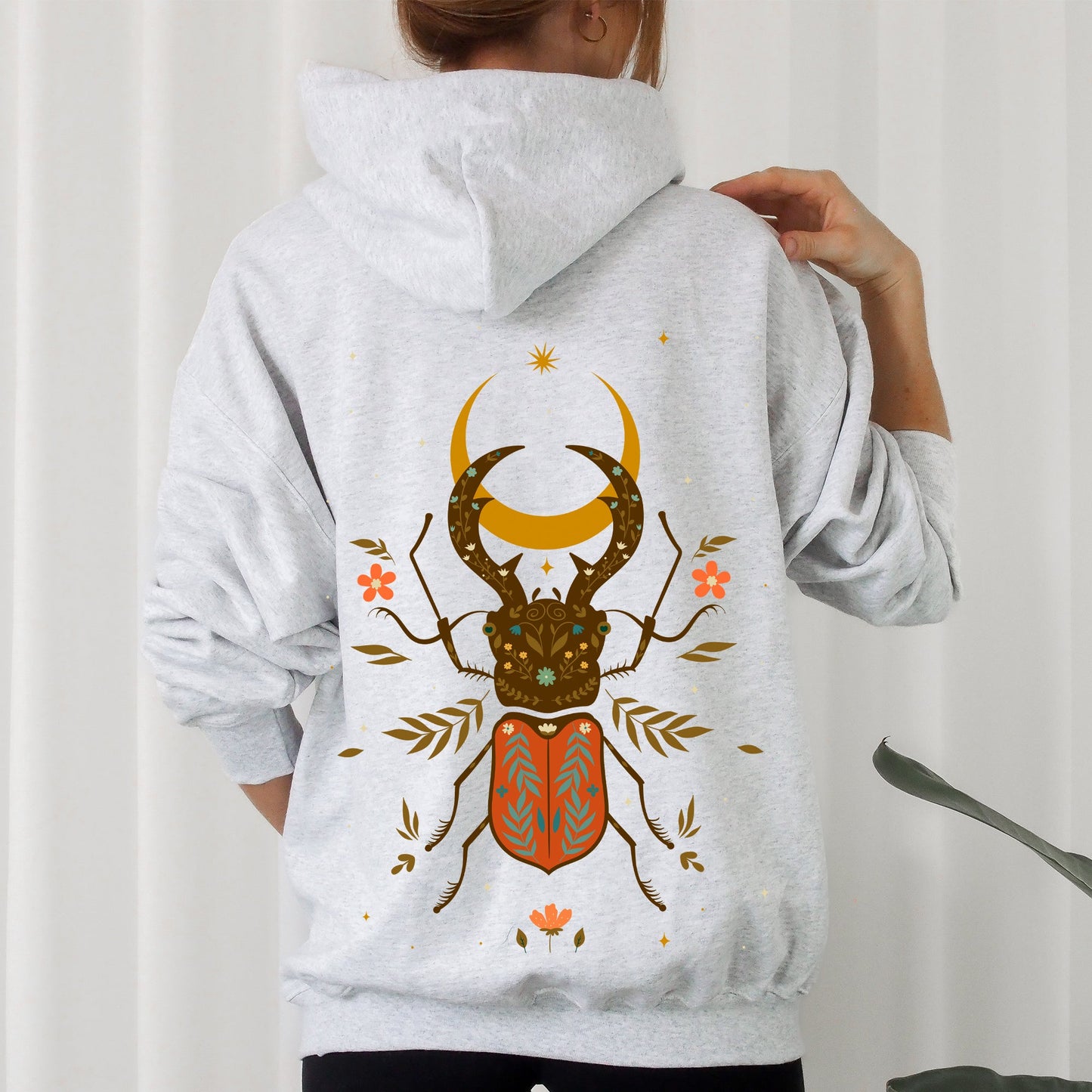 Mystical Animal, Fern, Botanical Floral Hoodie