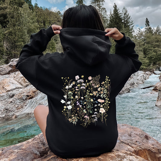 Delicate Wildflowers, Forest Meadow, Pressed Flowers Hoodie