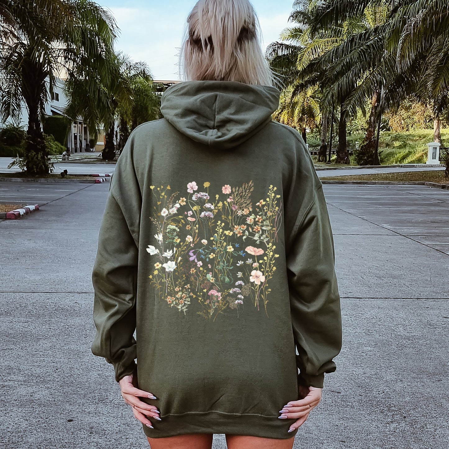 Delicate Wildflowers, Forest Meadow, Pressed Flowers Hoodie