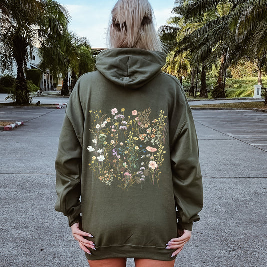 Delicate Wildflowers, Forest Meadow, Pressed Flowers Hoodie